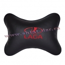 Подушка на подголовник экокожа Black (красная) LADA
