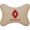 Подушка на подголовник экокожа Beige (красная) RENAULT