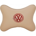 Подушка на подголовник экокожа Beige (красная) VW