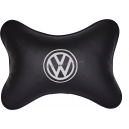 Подушка на подголовник экокожа Black (белая) VW