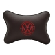 Подушка на подголовник экокожа Coffee (красная) VW