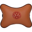 Подушка на подголовник экокожа Fox (красная) VW