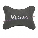 Подушка на подголовник алькантара D.Grey c логотипом автомобиля LADA Vesta
