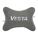 Подушка на подголовник алькантара L.Grey c логотипом автомобиля LADA Vesta