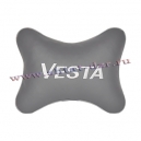 Подушка на подголовник экокожа L.Grey c логотипом автомобиля LADA Vesta