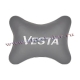Подушка на подголовник экокожа L.Grey c логотипом автомобиля LADA Vesta