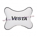 Подушка на подголовник экокожа Milk c логотипом автомобиля LADA Vesta