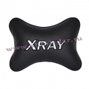 Подушка на подголовник экокожа Black c логотипом автомобиля LADA XRAY