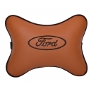 Подушка на подголовник экокожа Fox (коричневая) FORD