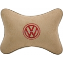 Подушка на подголовник алькантара Beige (красная) VW